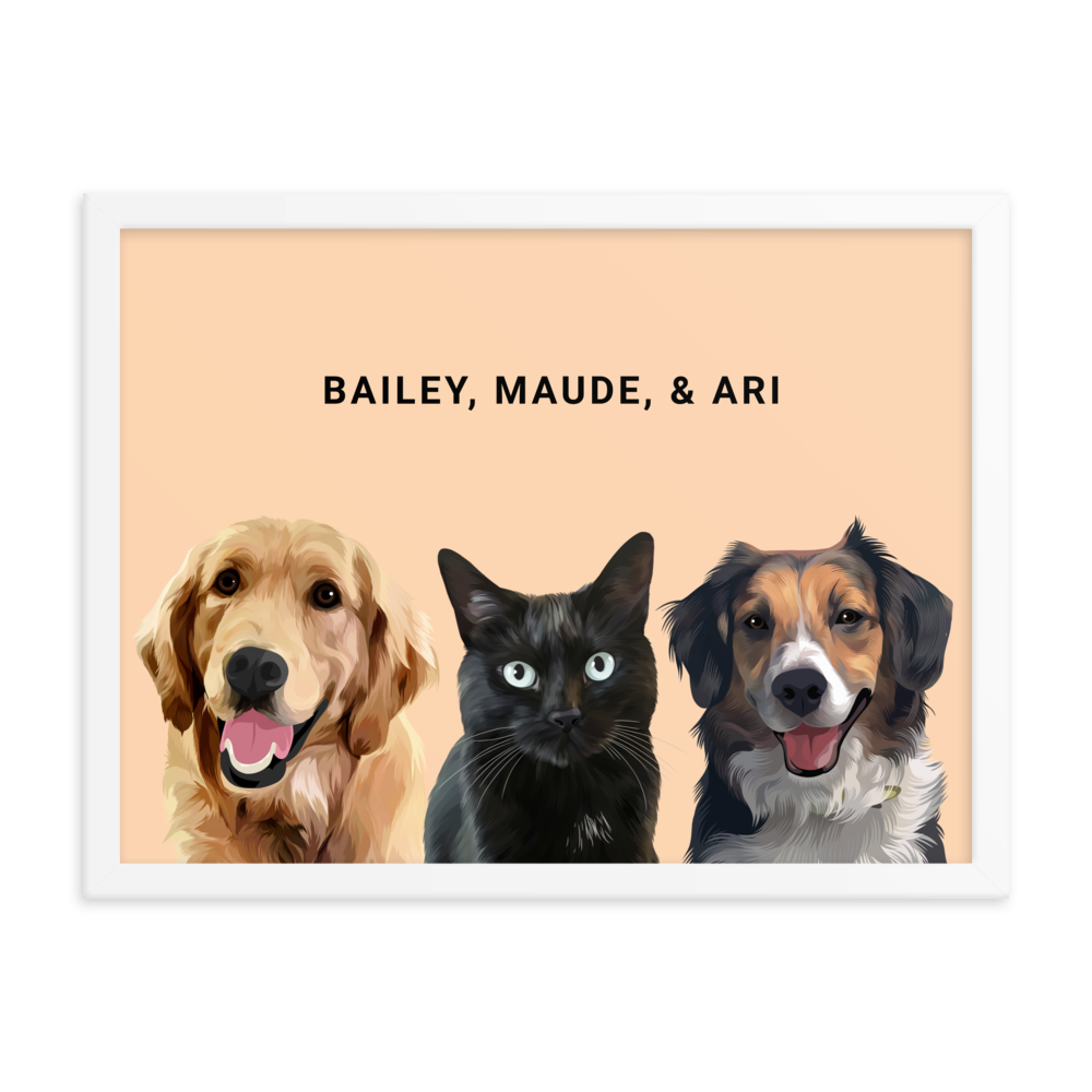 Custom Three Pets Portrait