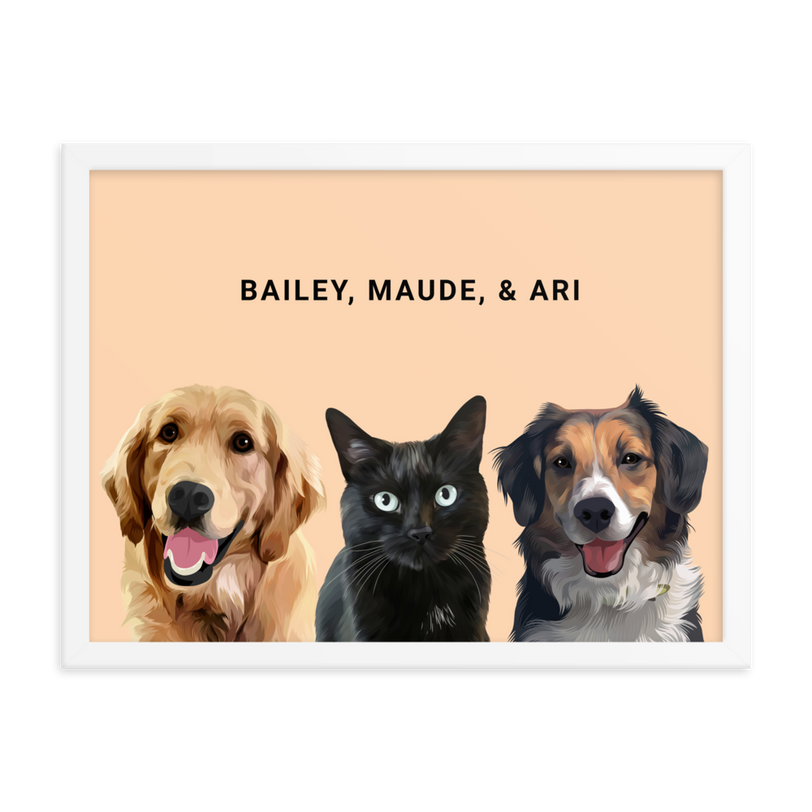 Custom Three Pets Portrait