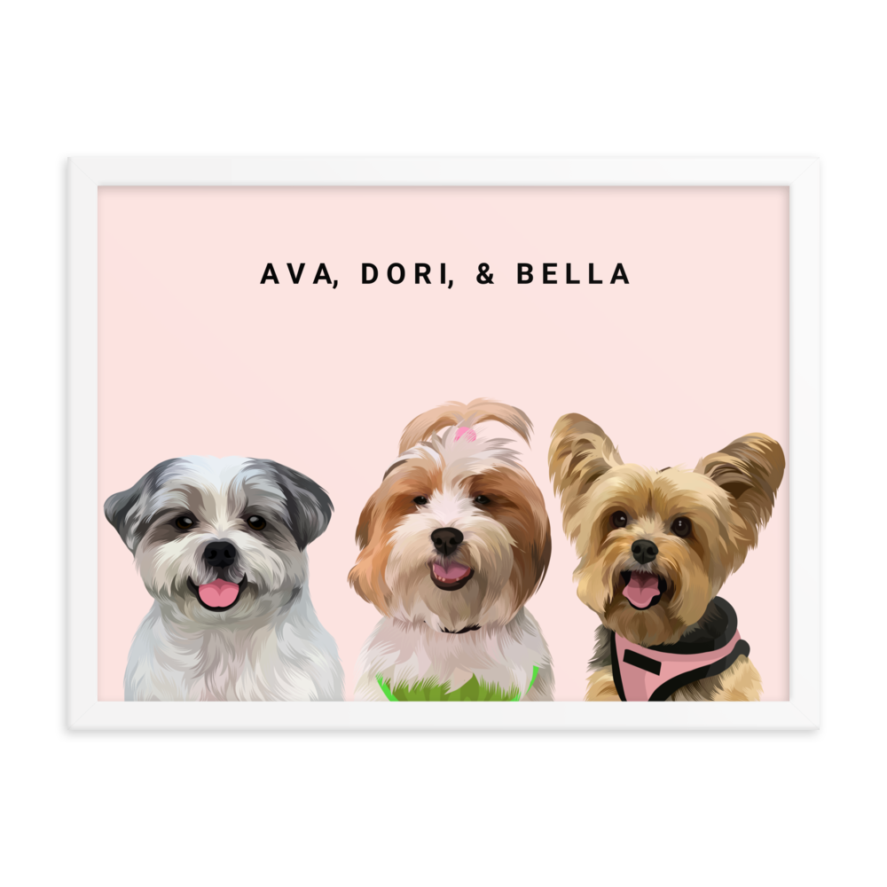 Custom Three Pets Portrait