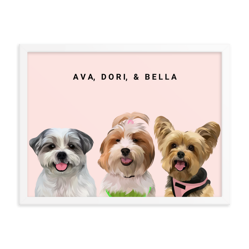 Custom Three Pets Portrait