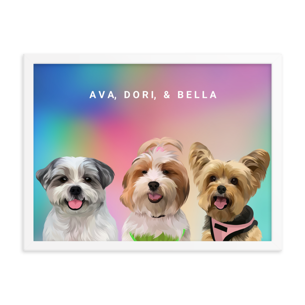 Custom Three Pets Portrait