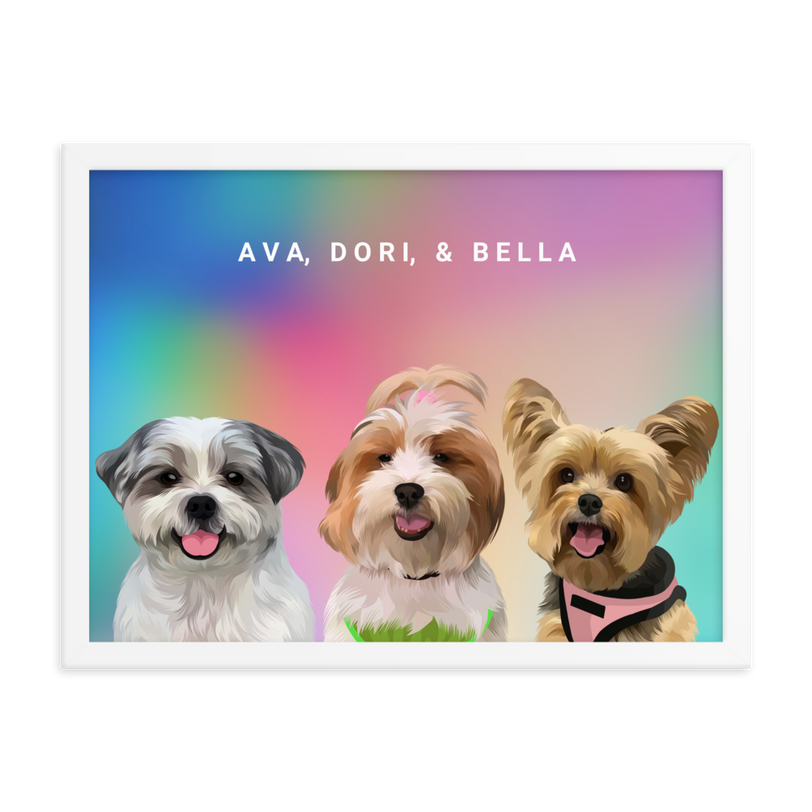 Custom Three Pets Portrait