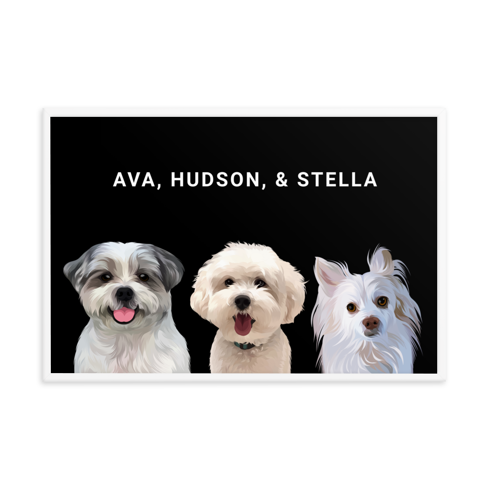 Custom Three Pets Portrait