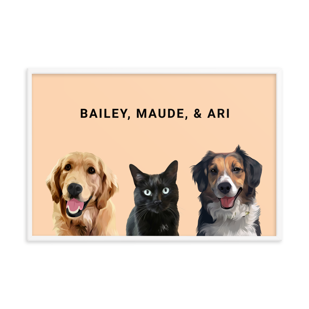 Custom Three Pets Portrait