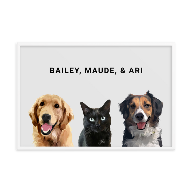 Custom Three Pets Portrait