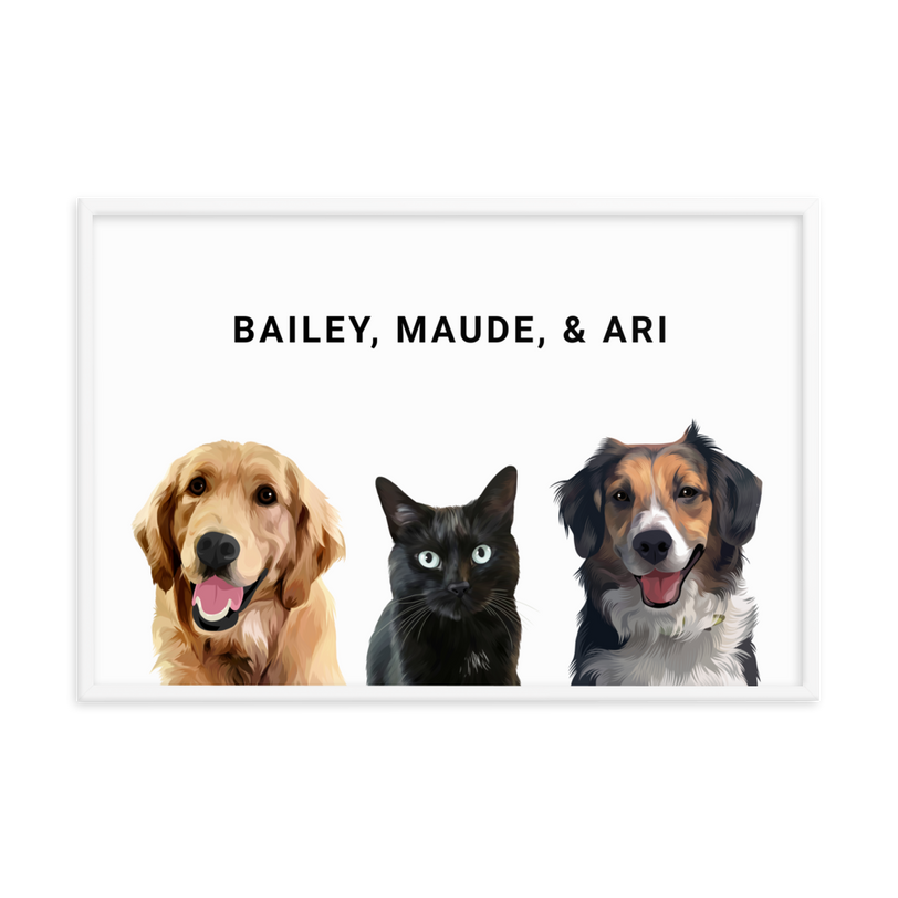 Custom Three Pets Portrait